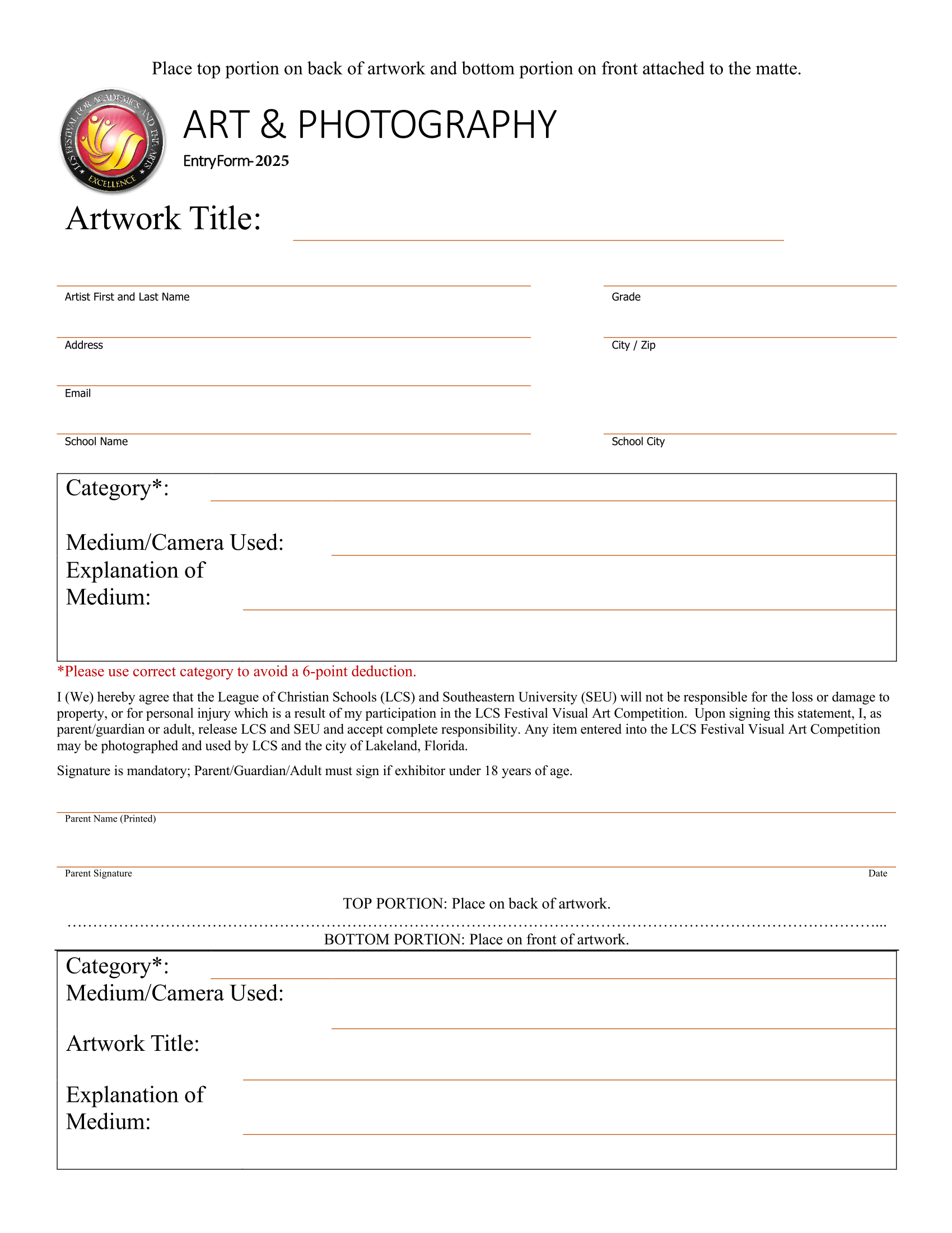 Art and Photo Entry Tag 2025-1